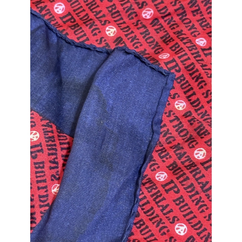 Vtg Scarf Made In Italy IP Building‎ Materials 100% Silk Red White Blue Font - Picture 4 of 15